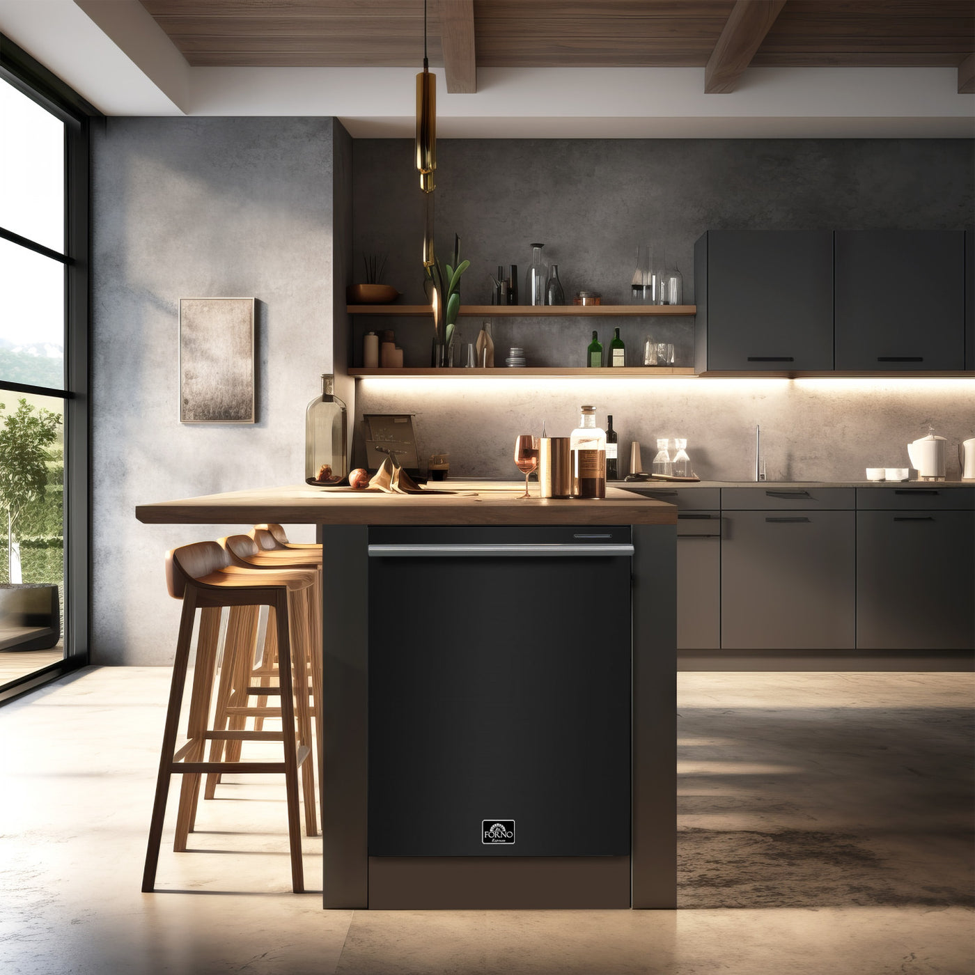 Forno Pozzo Black Built-in Top Control Dishwasher (49 dBa) - FDWBI8067-24BLK