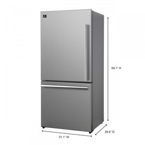 Forno Milano 31" Stainless Steel Bottom Freezer Refrigerator With Left Swing Door (17.2 Cu. Ft.) - FFFFD1786-31S
