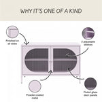 Luna Wide 2-Door Accent Cabinet with Fluted Glass - Lilac