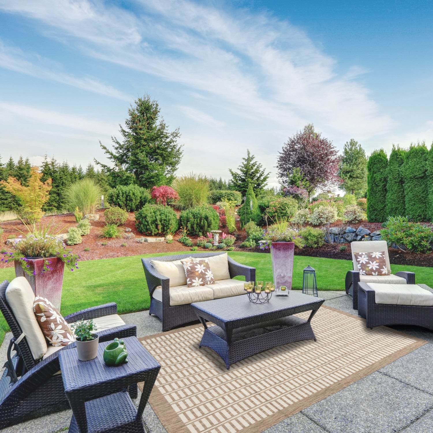 Cabana Lattice Indoor/Outdoor Rug - 3' x 5' - Brown