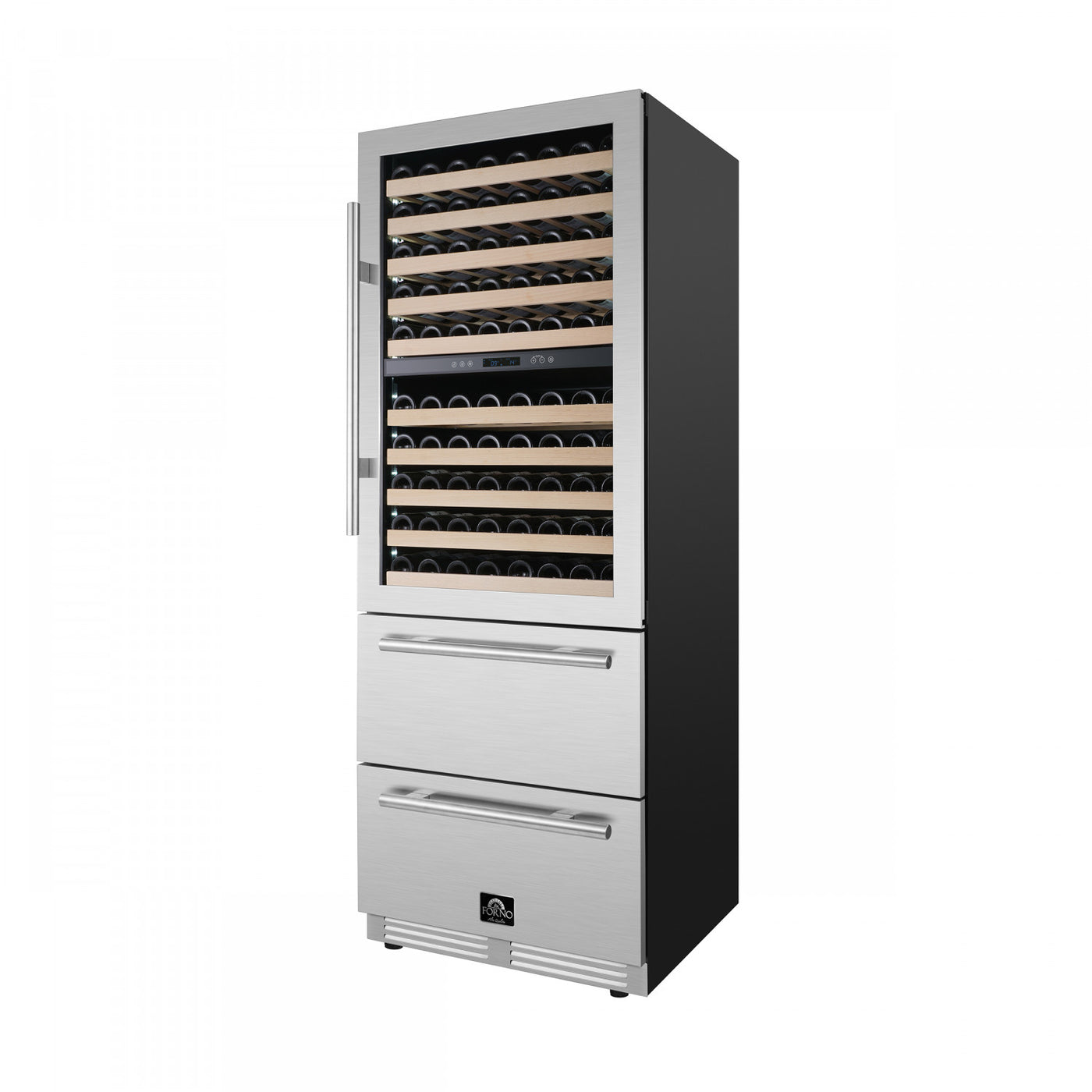Forno Celano 30" Stainless Steel 150 Bottle Dual Zone Wine Cellar with Two Beverage Drawers (21.3 Cu. Ft.) - FWCDR6697-30S