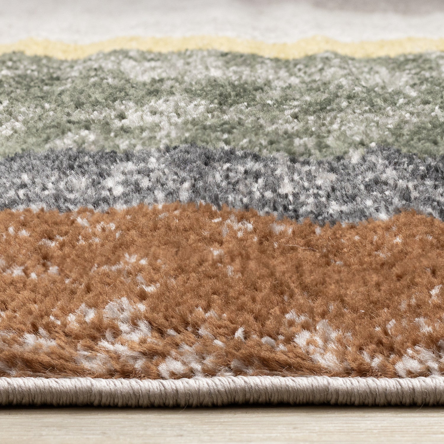 Maui Modern Geometric Area Rug - 8' X 11' - Grey/Green/Yellow