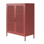 Channing 2 Door Storage Cabinet with Mesh Metal - Terracotta