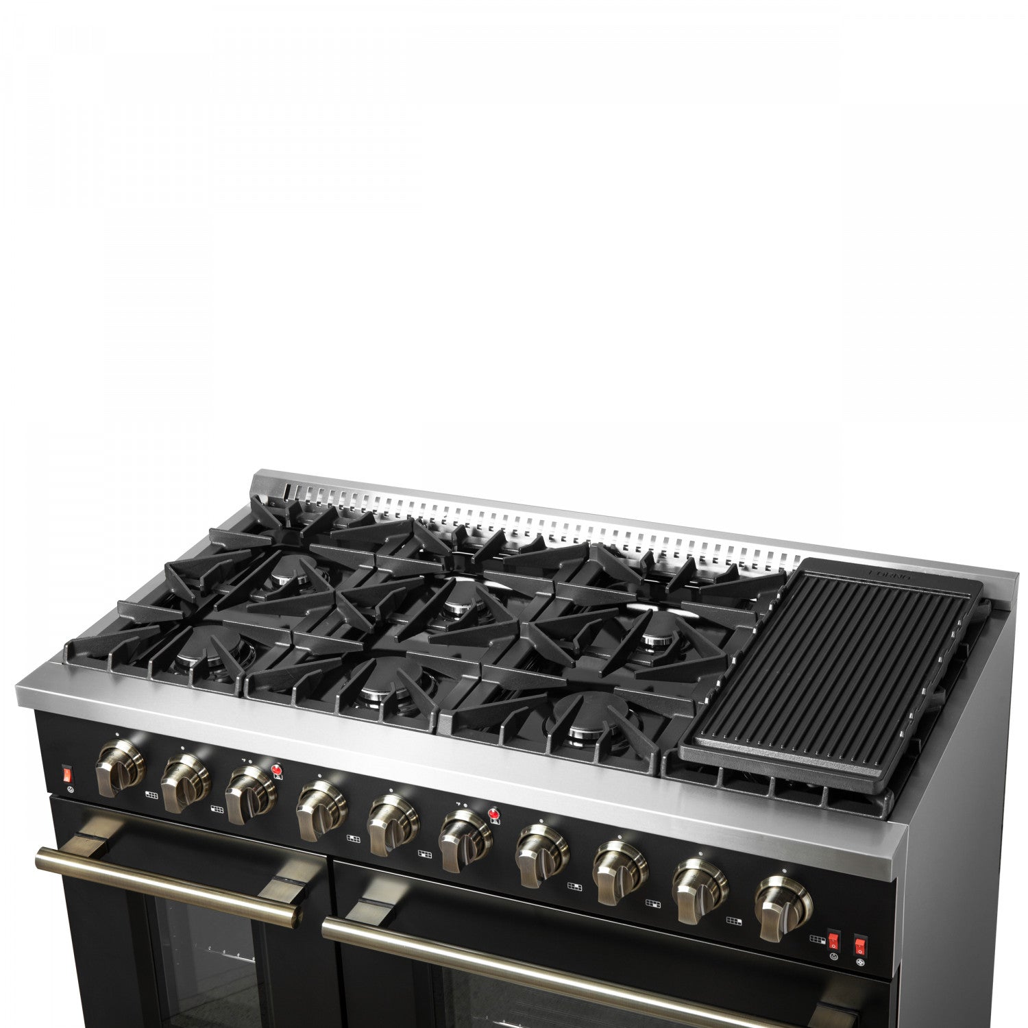 Forno Galiano 48" Black Freestanding Double Oven Gas Range (6.58 Cu. Ft.) - FFSGS6244-48BLK