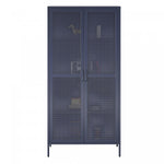 Channing Tall 2 Door Storage Cabinet with Mesh Metal - Navy