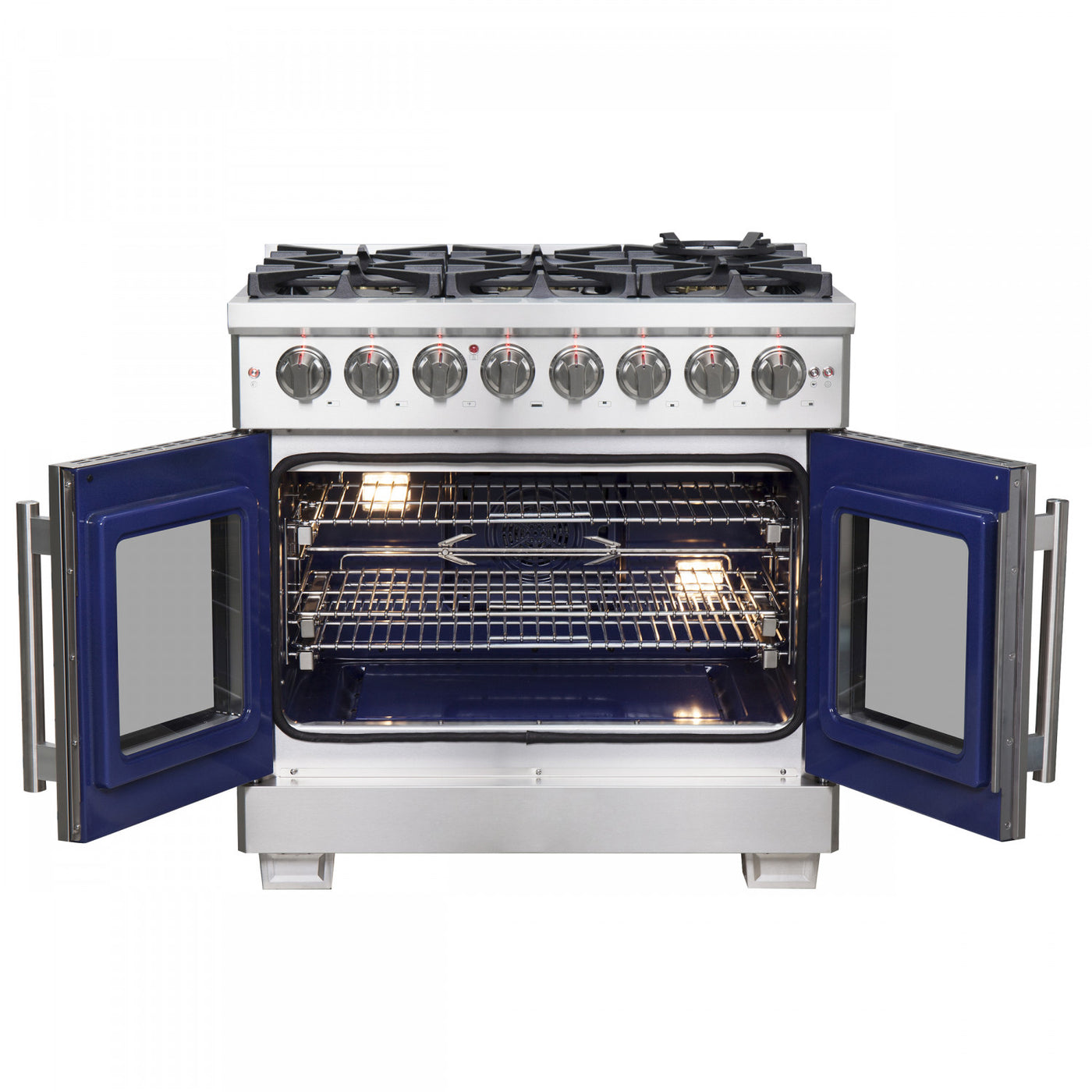 Forno Capriasca 36" Stainless Steel French Door Dual Fuel Range With True Convection (5.36 Cu. Ft.) - FFSGS6387-36