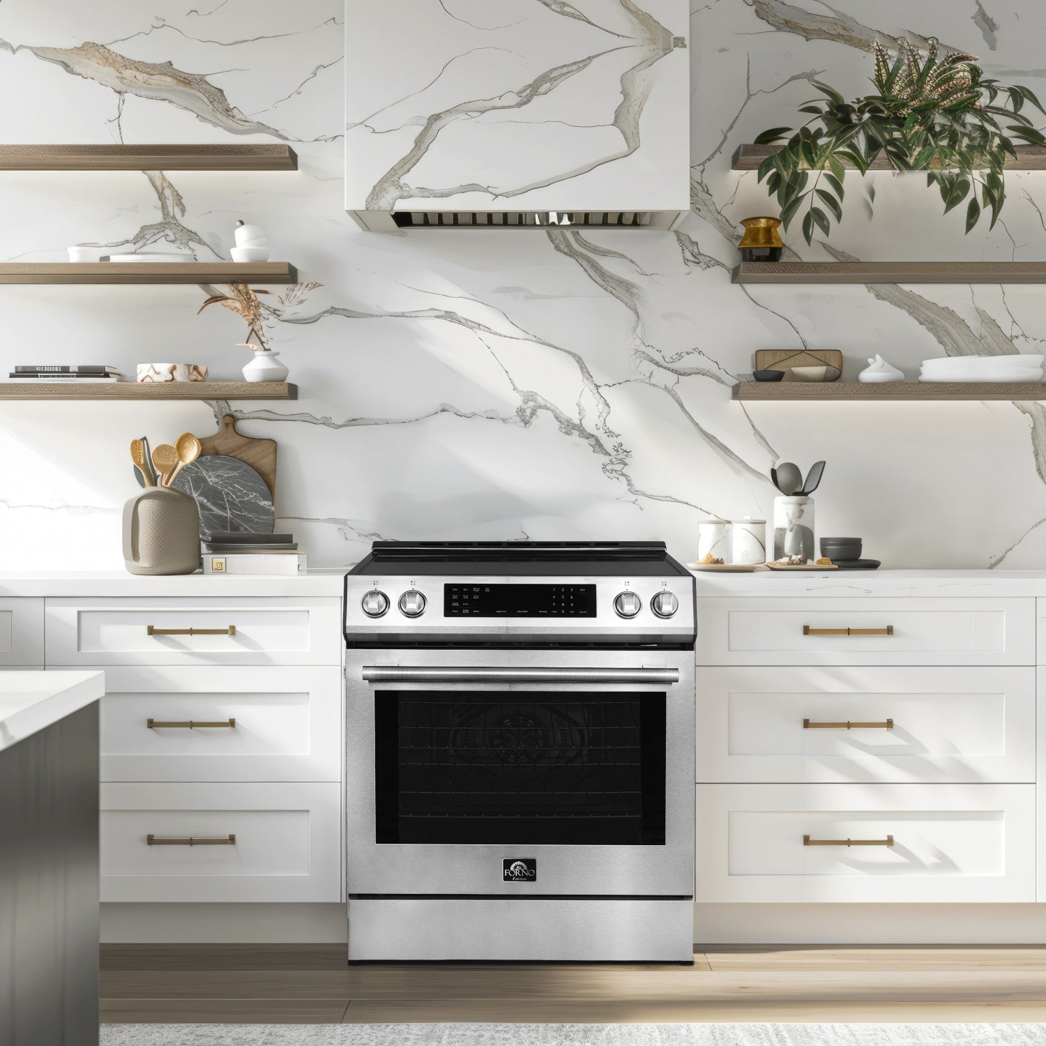 Forno Premium Stainless Steel Kitchen Package with Induction Range and Bottom Freezer Refrigerator - FBDL-008-01CAUS