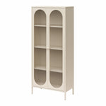 Luna Tall 2-Door Accent Cabinet with Fluted Glass - Parchment