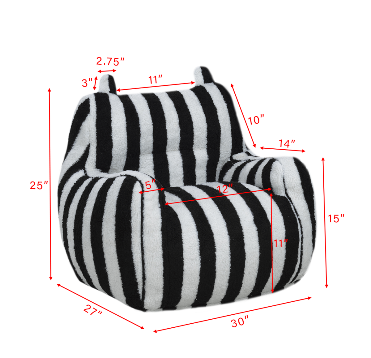 Parker - Kids White & Black All Foam Chair