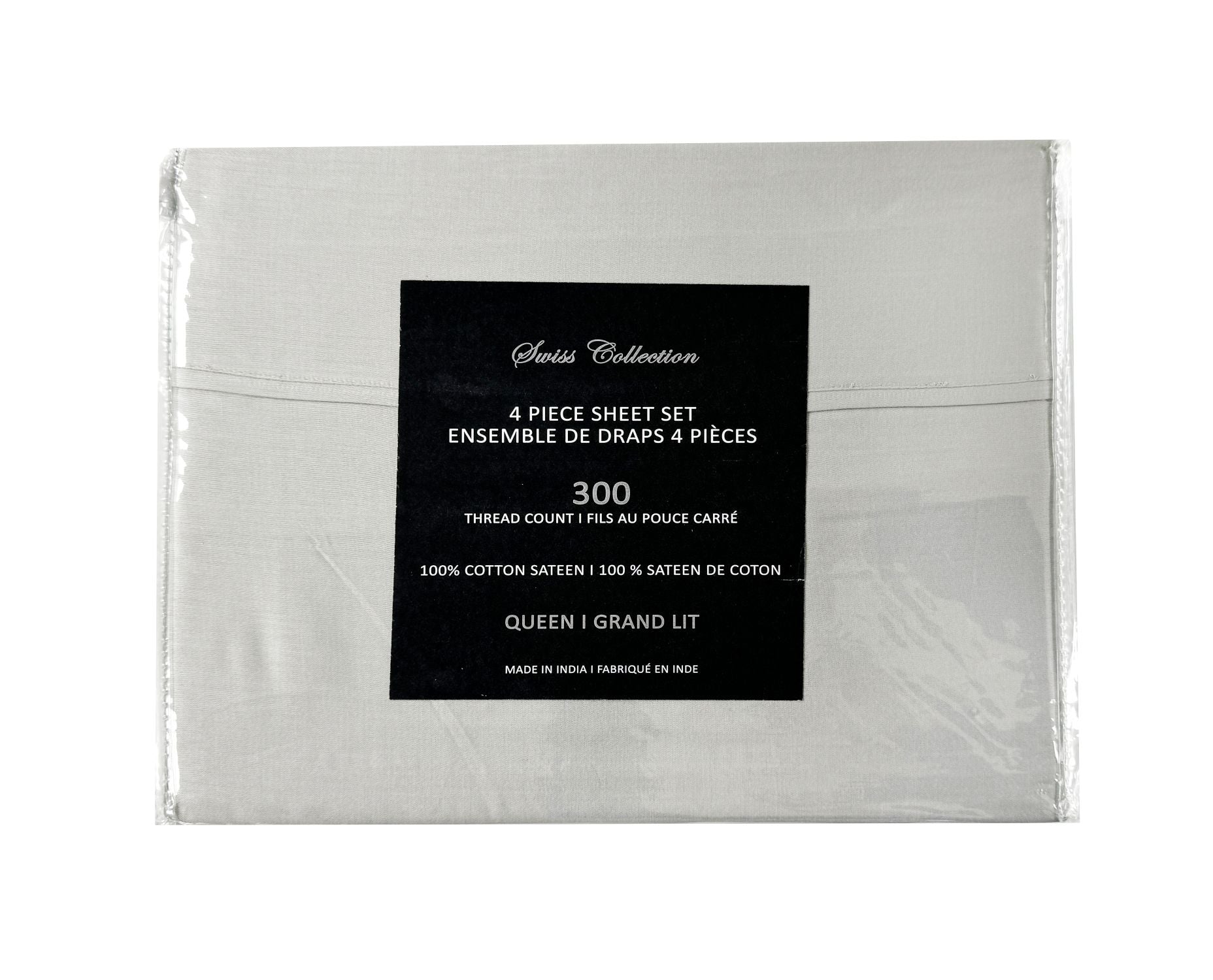 Cotton House 100% Cotton King Sheet Set - 300 Thread Count Light Grey