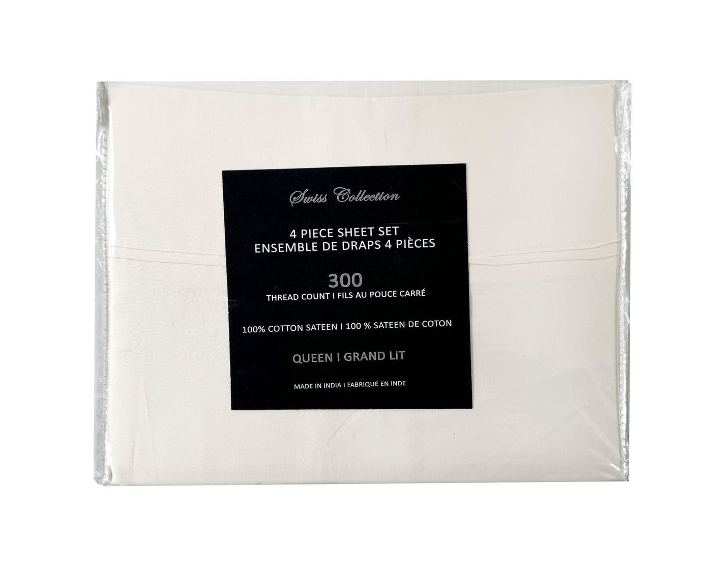 Cotton House 100% Cotton Queen Sheet Set - 300 Thread Count Ivory