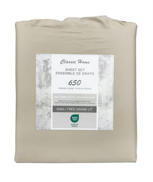 Cotton House 100% Combed Cotton King Sheet Set - 650 Thread Count Beige