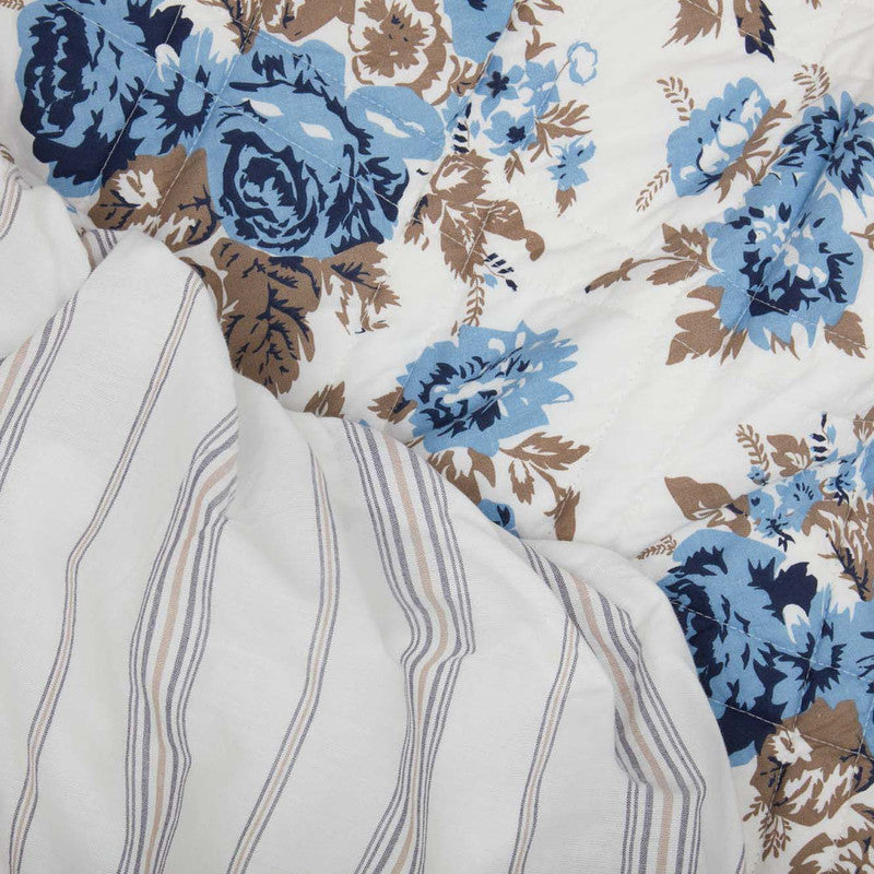 Selena II Ruffled California King Coverlet - Blue Floral