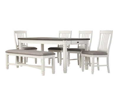Vespera 6-Piece Dining Set - Brownish Grey, White