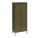 Luna Tall 2-Door Accent Cabinet with Fluted Glass - Olive Green