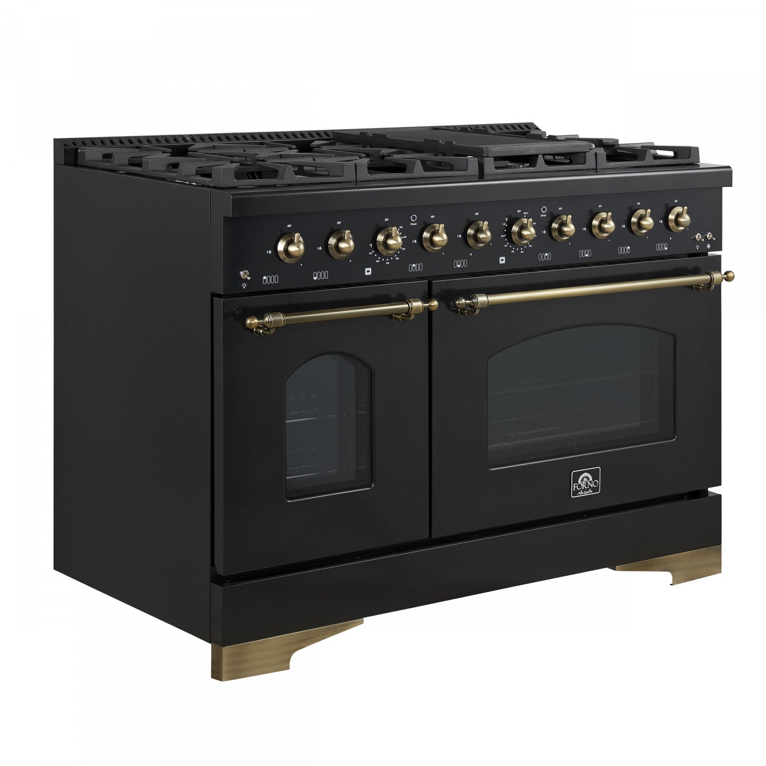 Forno Antico 48" Black Freestanding Double Oven Gas Range (5.5 Cu. Ft.) - FFSGS6219-48BLK