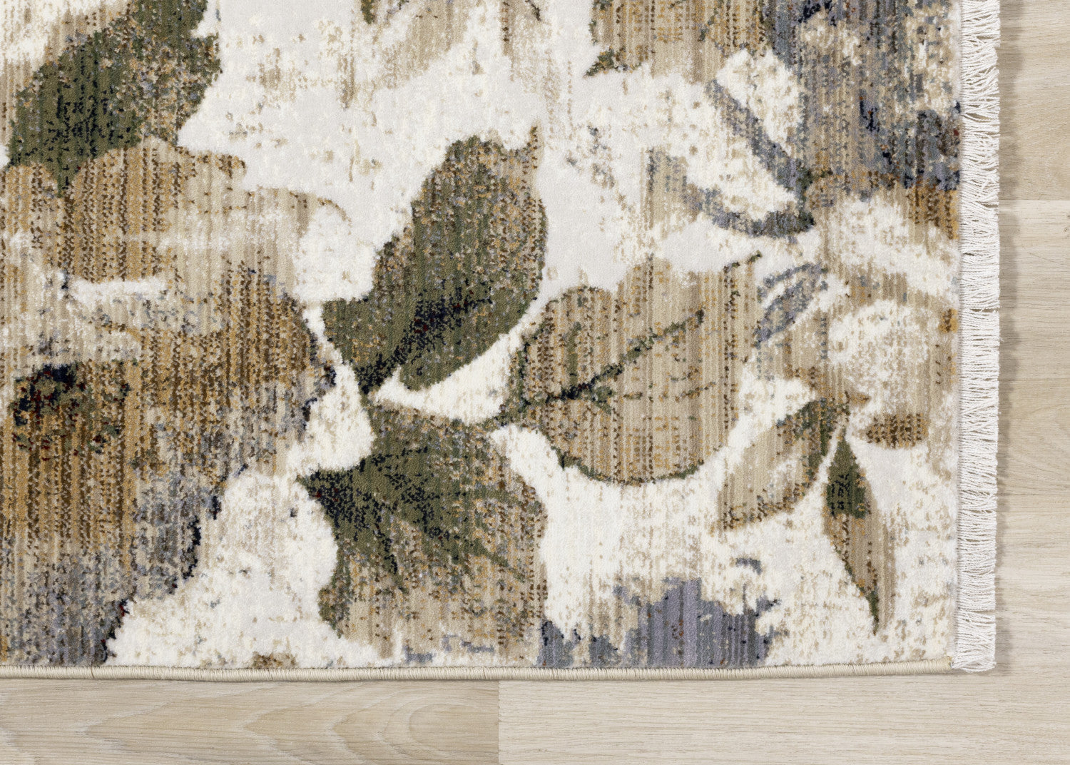 Sterling Contemporary Floral Area Rug - Cream Green Rust - 5' X 8'