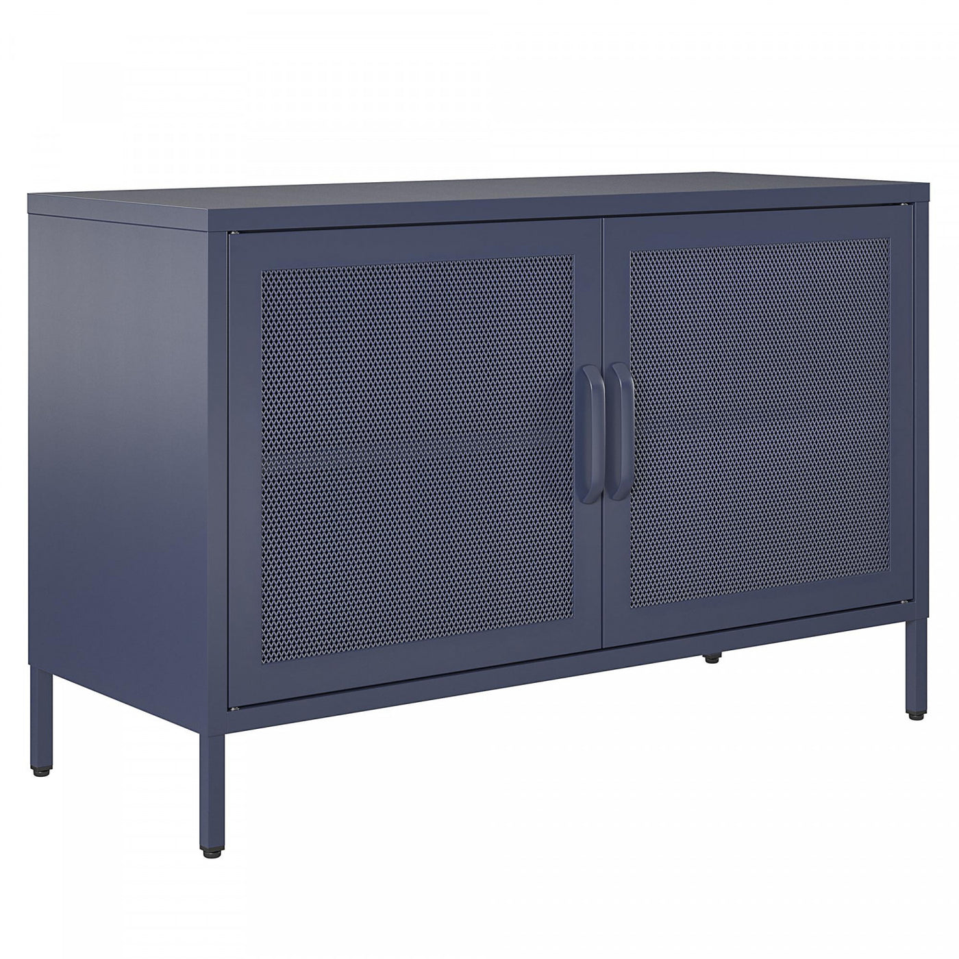 Channing Wide 2 Door Storage Cabinet with Mesh Metal - Navy