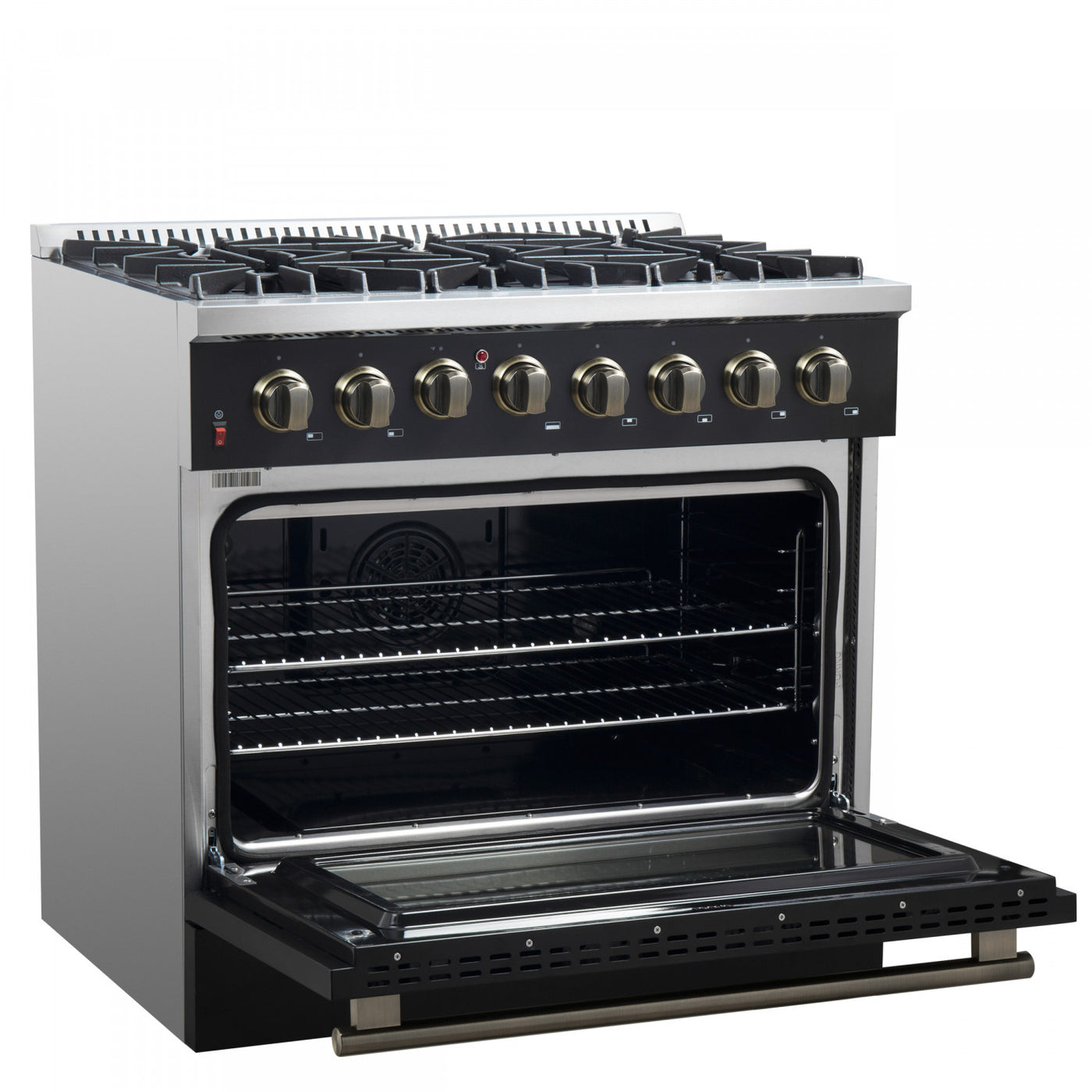 Forno Galiano 36" Black Dual Fuel Range (5.36 Cu. Ft.) - FFSGS6156-36BLK