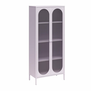 Luna Tall 2-Door Accent Cabinet with Fluted Glass - Lilac