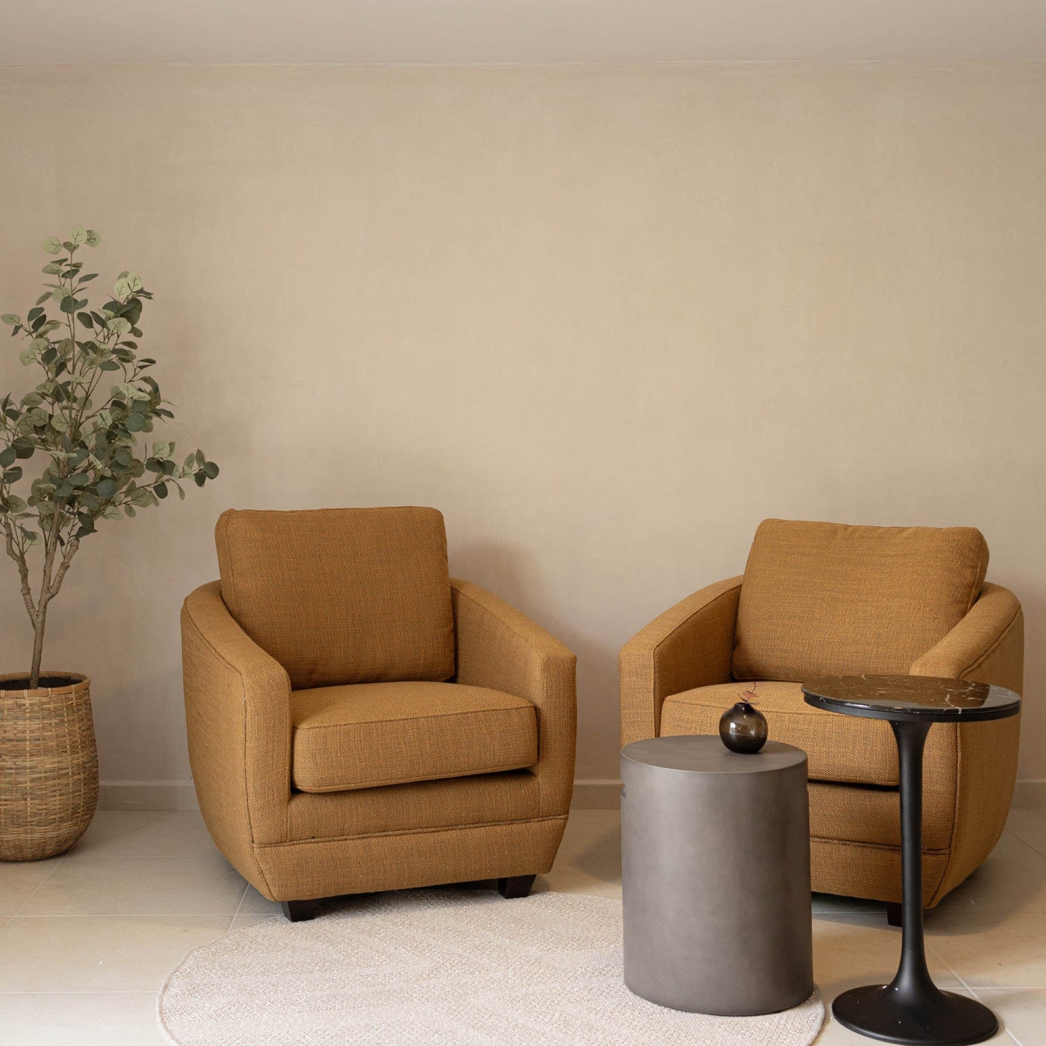 Gavrin Round Side Table With Handle - Dark Grey