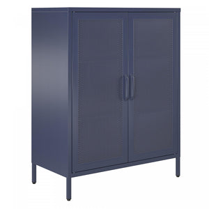 Channing 2 Door Storage Cabinet with Mesh Metal - Navy