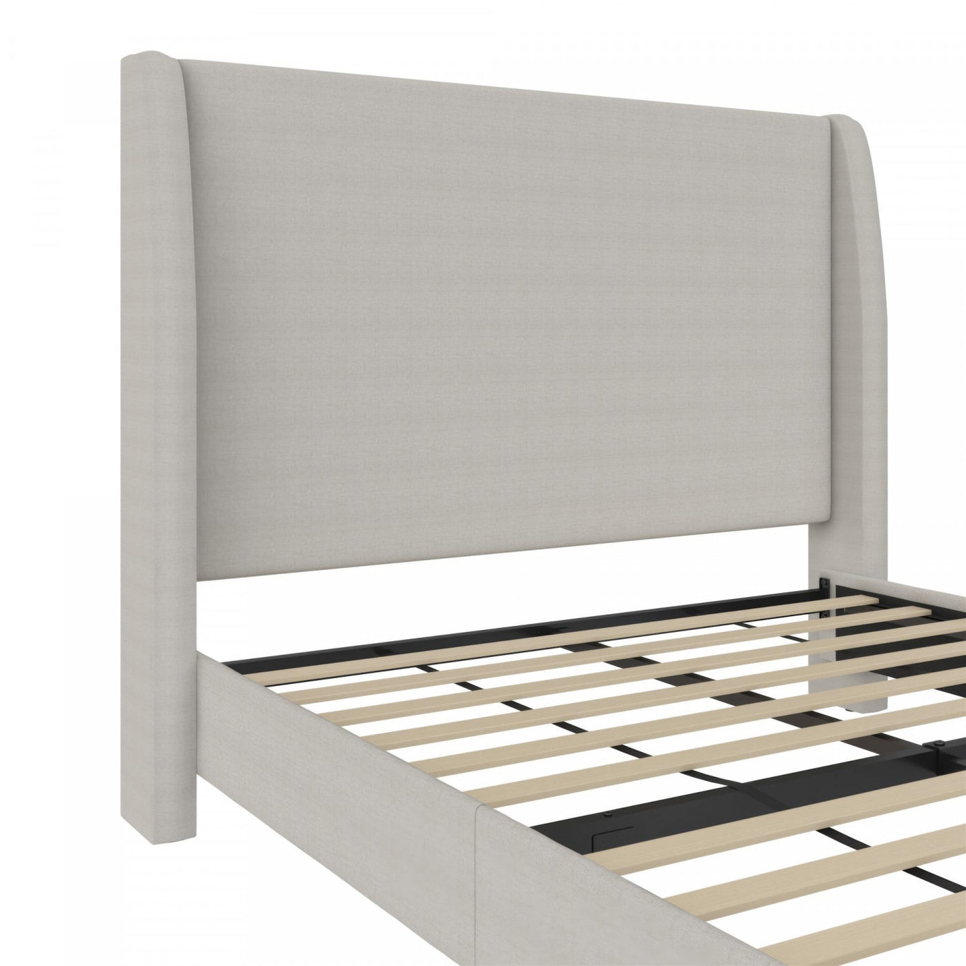Tess Upholstered Wingback Queen Bed - Whiskey Gray Linen