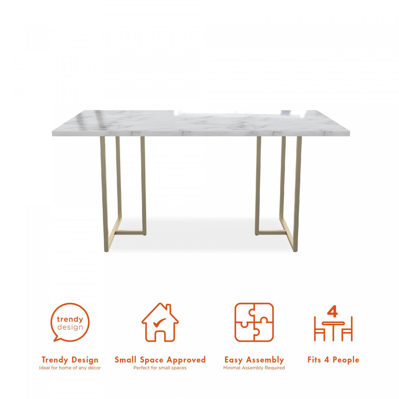 Astor Dining Table - White Marble/Gold