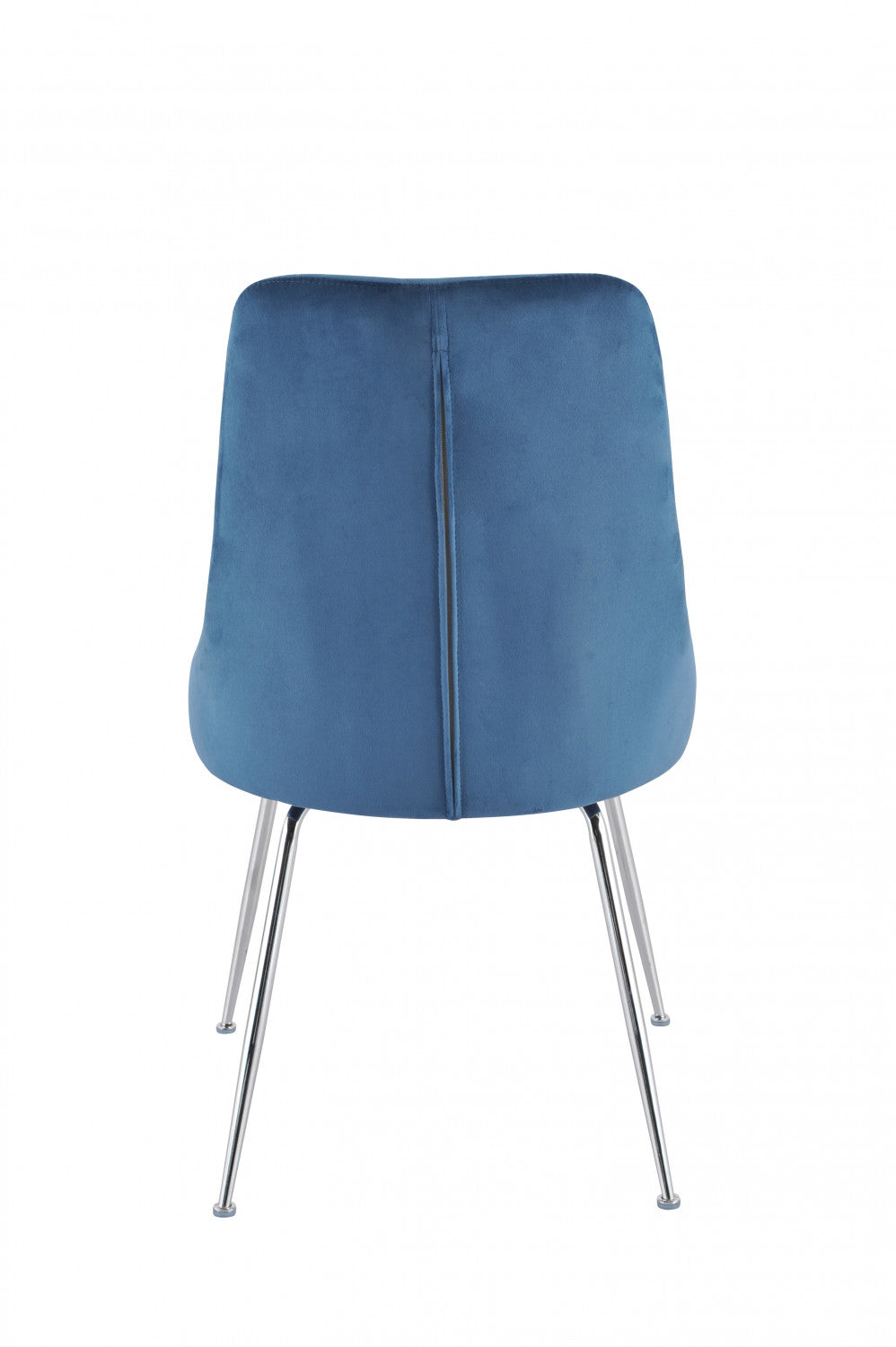 Peacock Velvet Dining Chair - Blue/Chrome - Set of Two