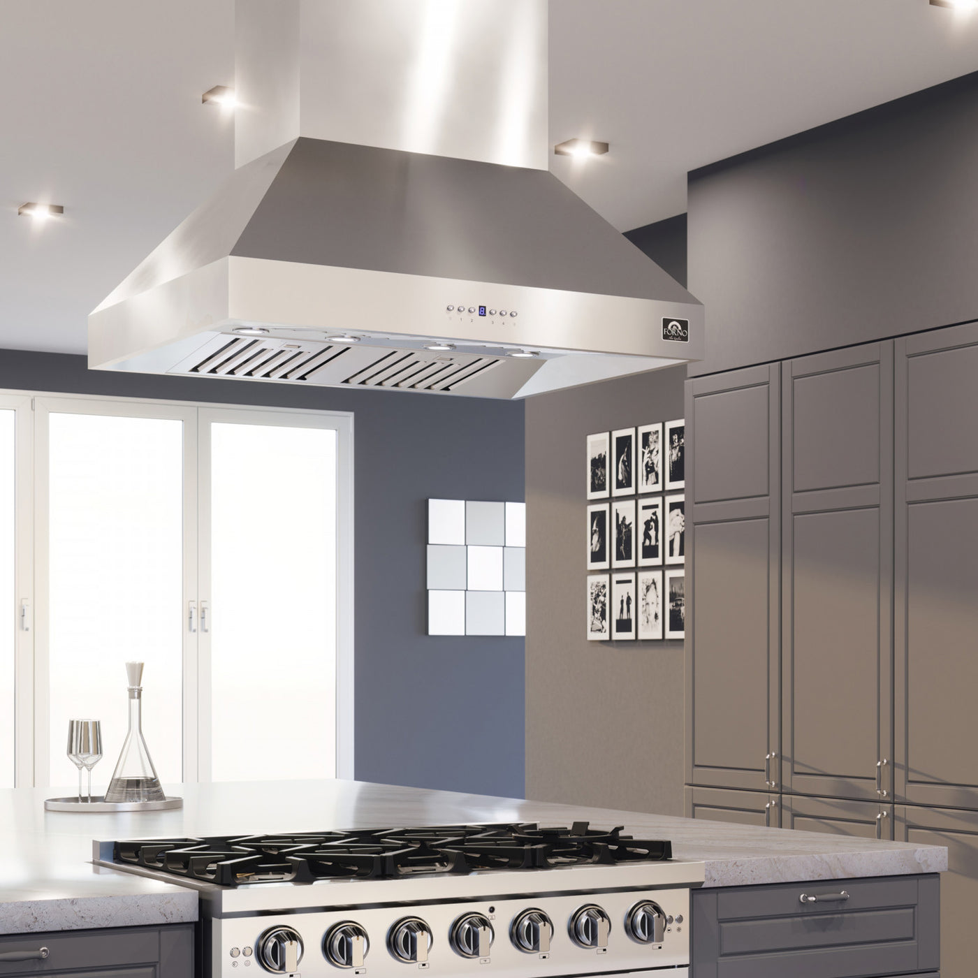Forno Coppito Stainless Steel 36" 1200 CFM Island Range Hood - FRHIS5129-36