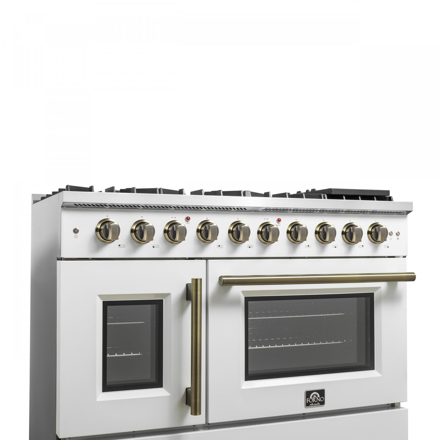 Forno Galiano 48" White Freestanding French Door Double Oven Gas Range (6.58 Cu. Ft.) - FFSGS6444-48WHT