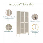 Channing Tall 2 Door Storage Cabinet with Mesh Metal - Navy