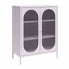 Luna Short 2-Door Metal Accent Cabinet with Fluted Glass - Lilac