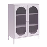 Luna Short 2-Door Metal Accent Cabinet with Fluted Glass - Lilac