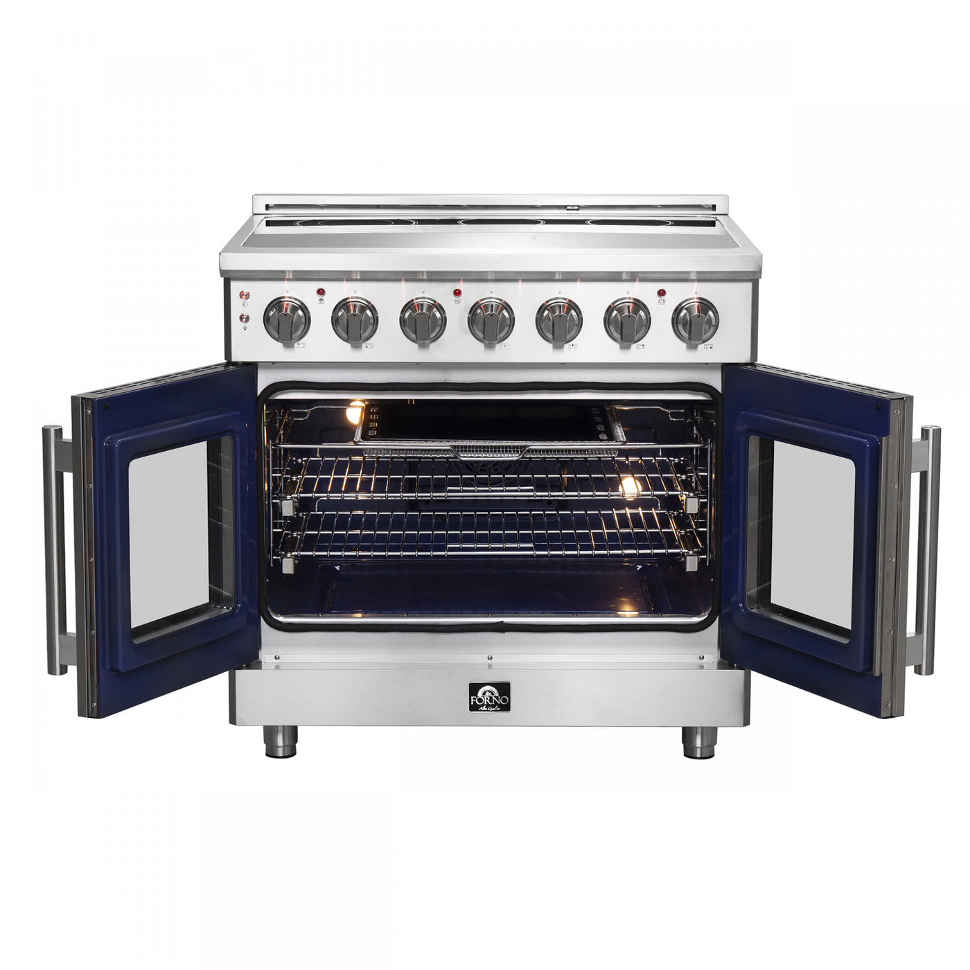 Forno Massimo 36" Stainless Steel French Door Electric Range With True Convection And Air Fry (5.36 Cu. Ft) - FFSEL6955-36