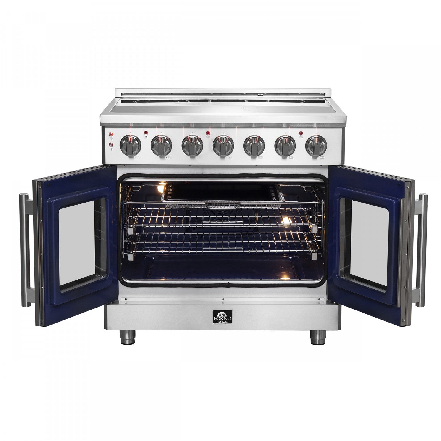 Forno Massimo 36" Stainless Steel French Door Electric Range with True Convection and Air Fry (5.36 Cu. Ft) - FFSEL6955-36