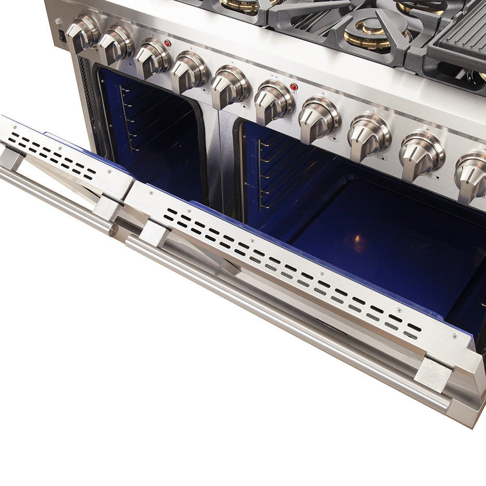Forno Capriasca 48" Stainless Steel Freestanding Double Oven Gas Range (6.58 Cu. Ft.) - FFSGS6260-48