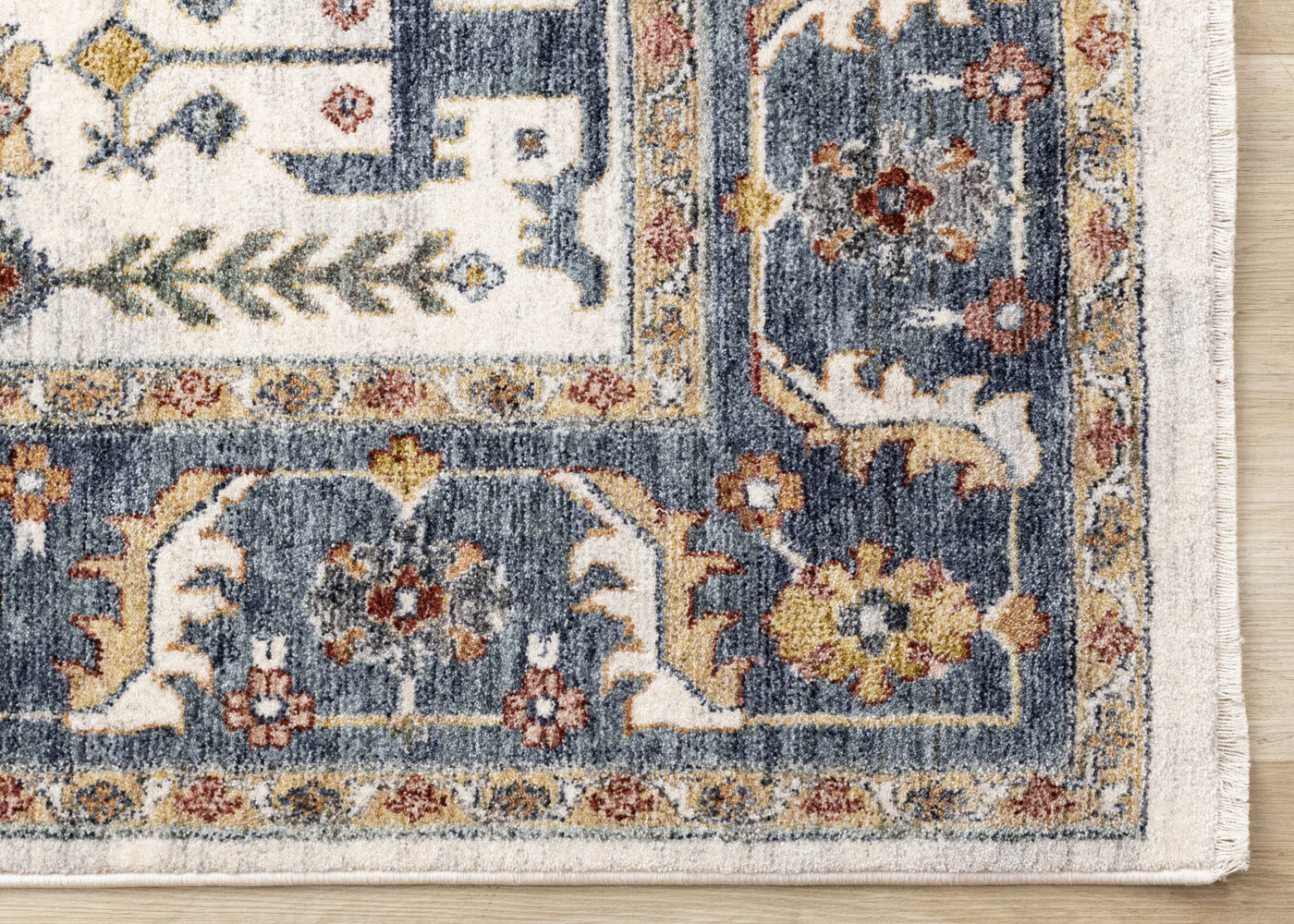 Macie Traditional Border Area Rug - Cream Blue - 8' X 11'