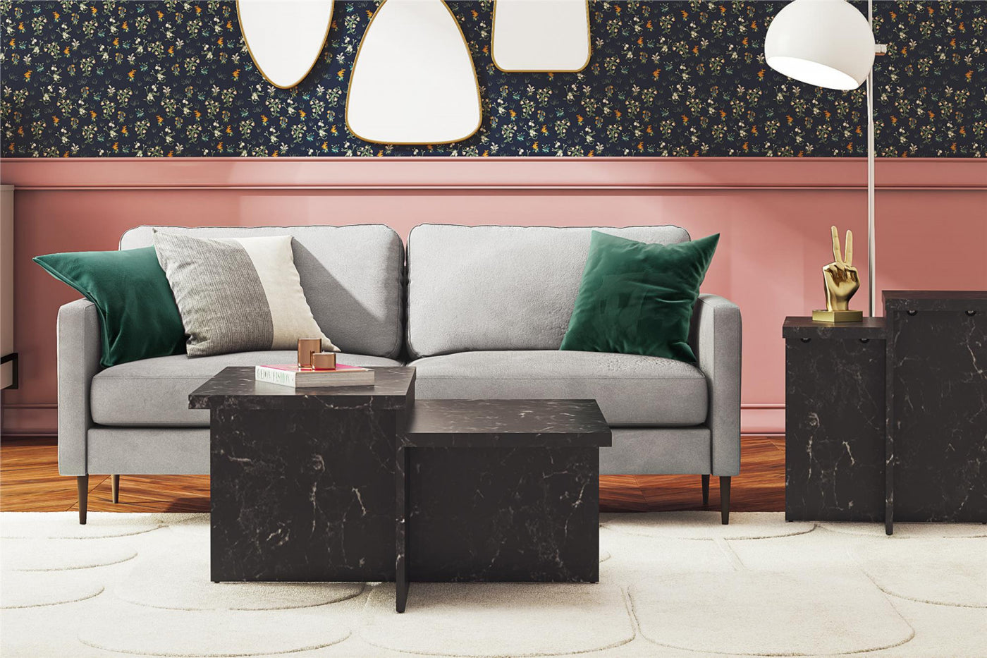 Brielle Two-Tiered Coffee Table - Faux Black Marble