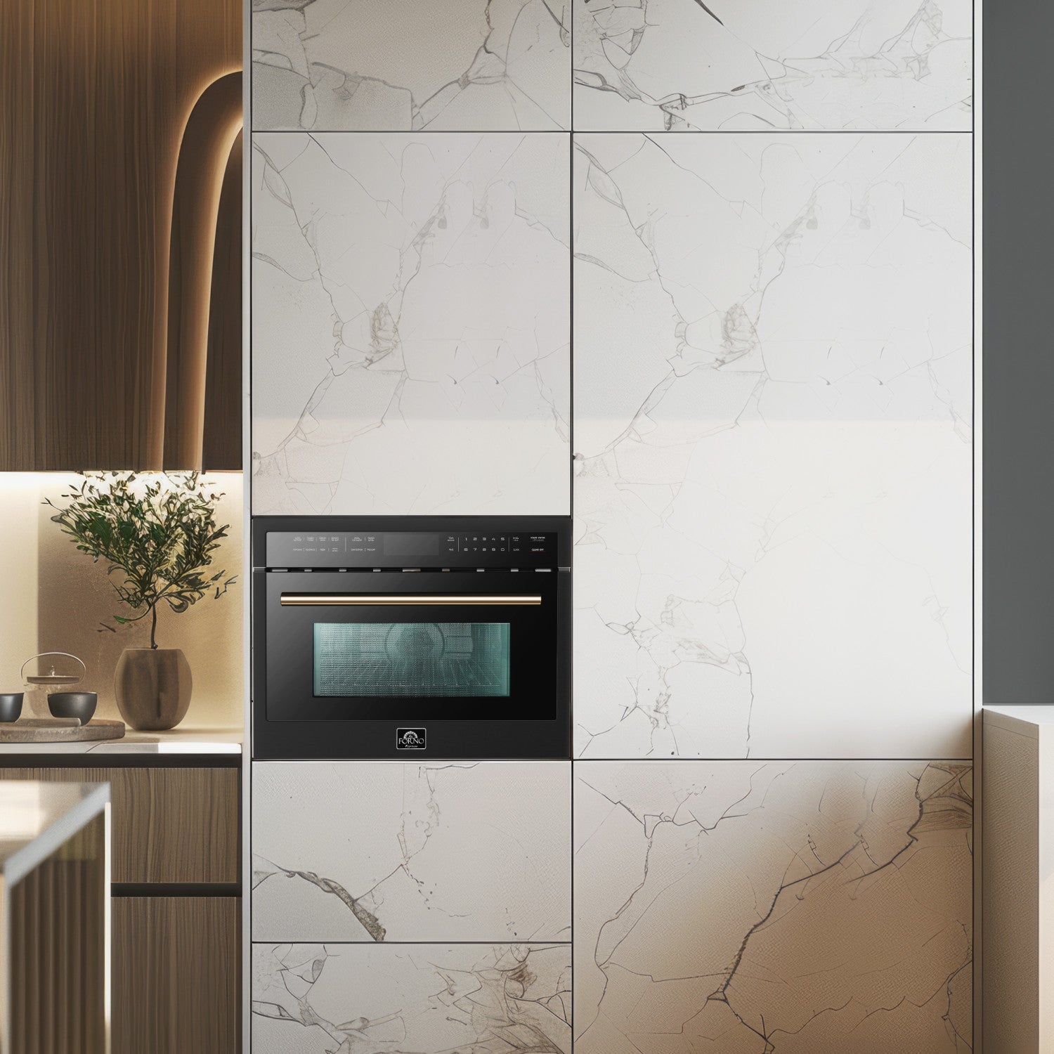 Forno Oliena Black 24" Built-In Microwave Convection Oven (1.6 Cu. Ft.) - FMWDR3093-24BLK