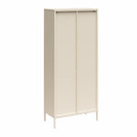 Luna Tall 2-Door Accent Cabinet with Fluted Glass - Parchment