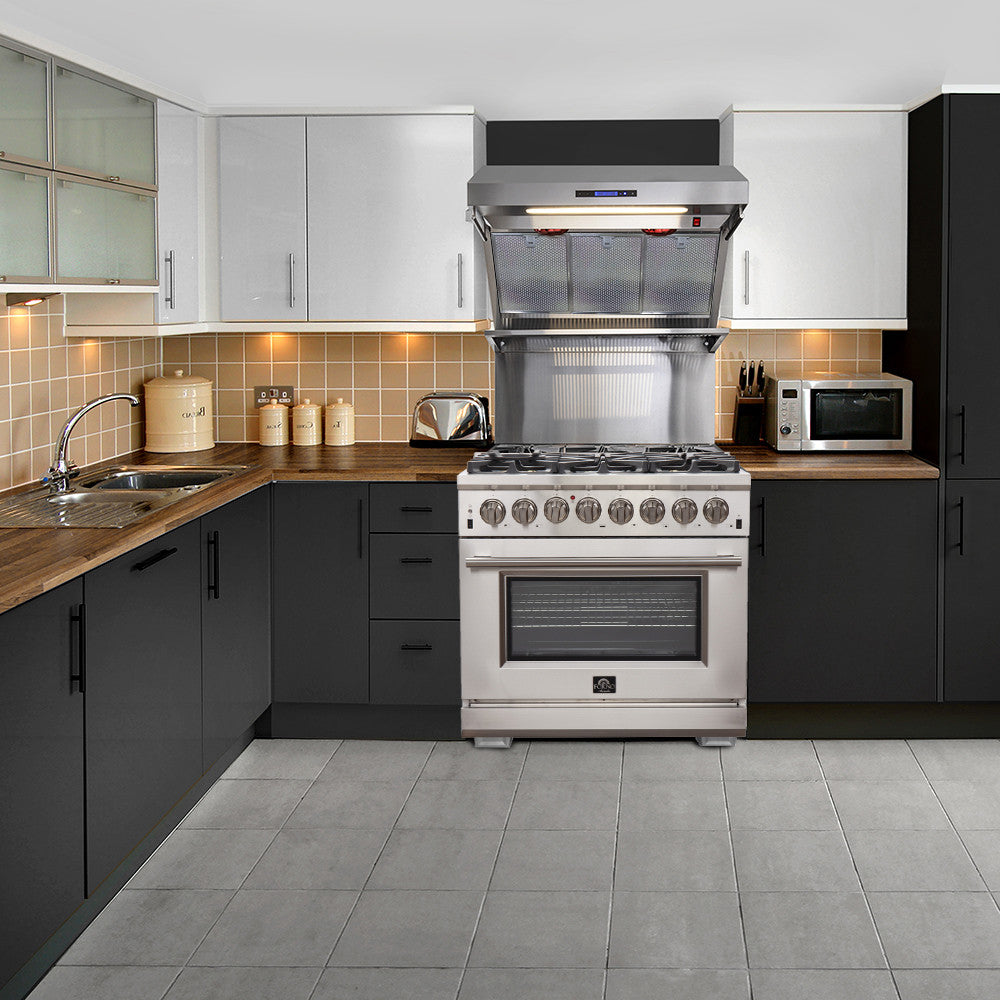 Forno Capriasca 36" Stainless Steel Dual Fuel Range With True Convection (5.36 Cu. Ft.) - FFSGS6187-36