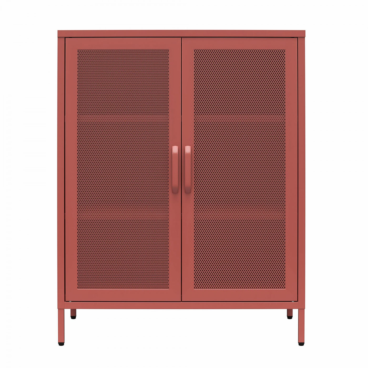 Channing 2 Door Storage Cabinet with Mesh Metal - Terracotta