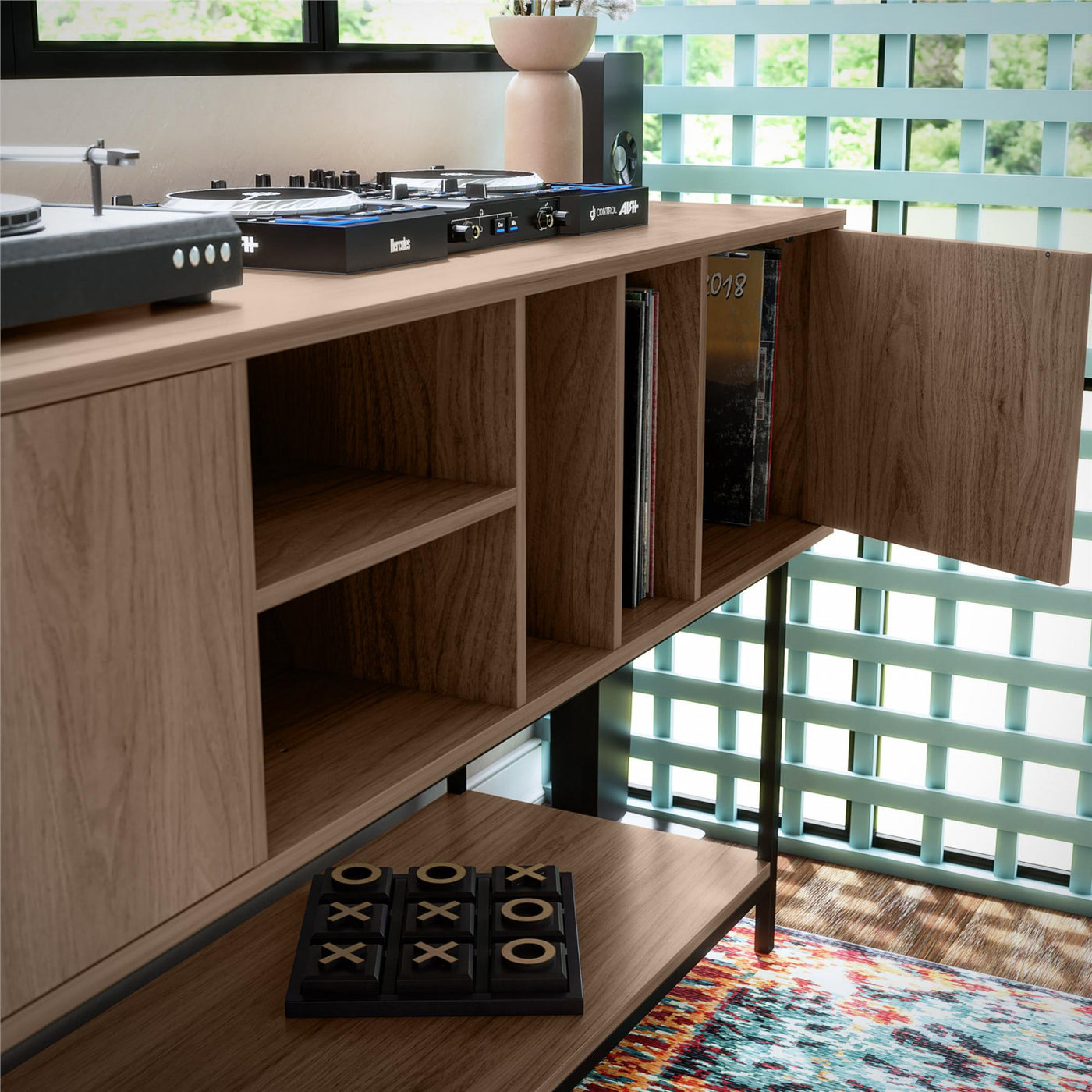 Cooper Media Credenza/DJ Stand - Walnut