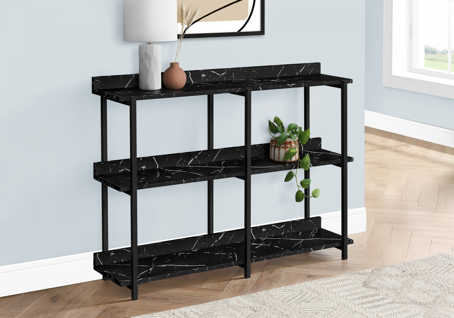 Orla Sofa Table - Marble Black