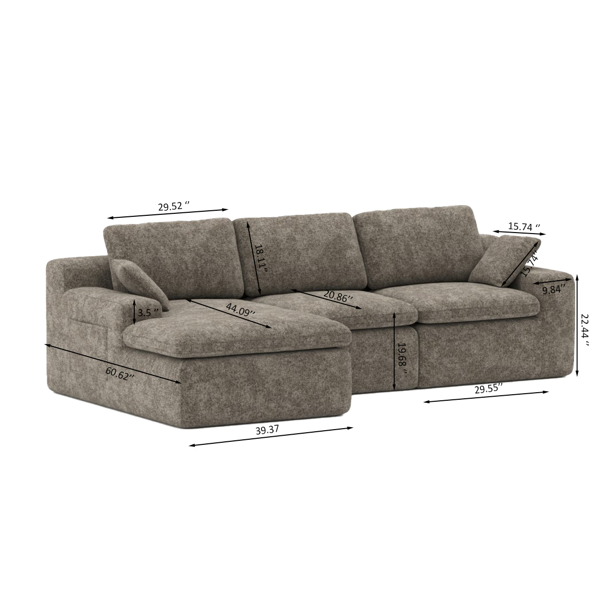 Soho All Foam Sectional - Brown