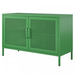 Channing Wide 2 Door Storage Cabinet with Mesh Metal - Kelly Green