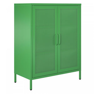 Channing 2 Door Storage Cabinet with Mesh Metal - Kelly Green