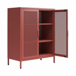 Channing 2 Door Storage Cabinet with Mesh Metal - Terracotta