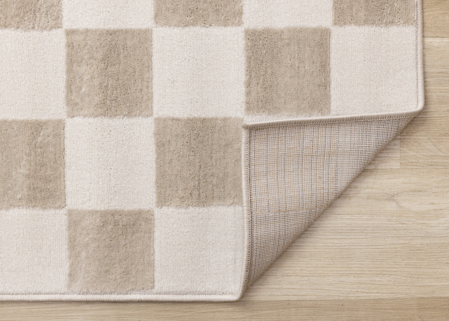 Logan Modern Checkered Area Rug - Beige Cream - 8' X 11'